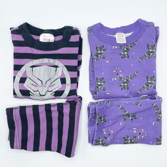 Hanna Andersson Long Johns Black Panther Lot of 2 Pair - Kids EU 100 / US 4 - Picture 1 of 11